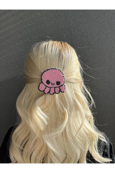 asyakuş Efsarstudio Handmade Octopus Punch Embroidery Clip Buckle