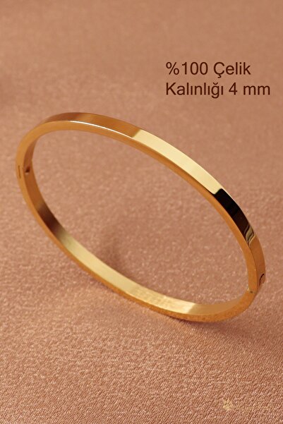 Keyifli Hayaller Çelik Kelepçe - Sade Düz Çelik Kelepçe Bileklik Kalınlık 0,4mm