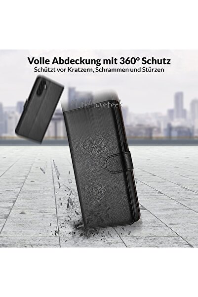 m.tk moveteck Samsung Galaxy A34 Compatible Case with Camera Protection 360 Full Containes Leather Textured Wallet Cover with Stand