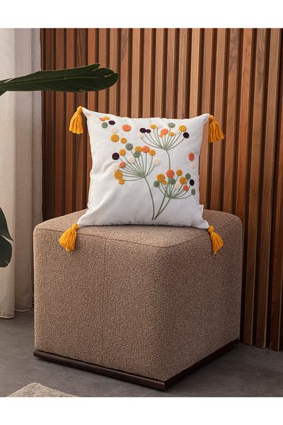 BUGİ HOME COLLECTİON Κάλυμμα μαξιλαριού με θέμα το λουλούδι με κεντημένο κλαδί 4 τεμαχίων Premium Punch