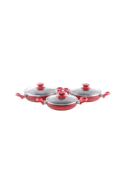 FAYA HOME 3-Piece Fireproof Non-Stick Teflon Glass Lid Pan Set 18-20-22 Cm