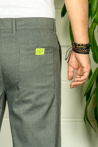 MODAMESTO Men's Smoked Wide Cut Trousers