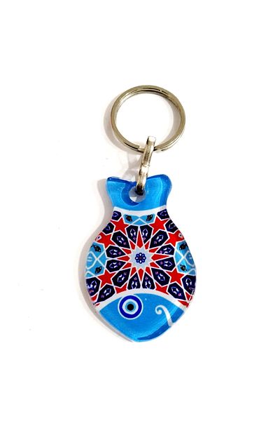 Mixperi Fusion Glass Keychain in Evil Eye Beaded Fish Shaped Gift Box
