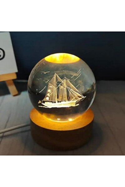 hediye sandalı Aşk Ve Şans Getiren Yelkenli Gemi Tasarım Işıklı Cam Küre