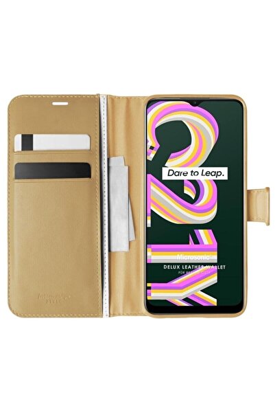 piblue حافظة اوبو ريلمي C21y محفظة جلدية ديلوكس باللون الذهبي