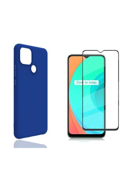 piblue غطاء سيليكون لهاتف اوبو ريلمي C25 وواقي شاشة زجاجي بتغطية كاملة 5D