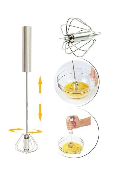 PerfectTrade Push-Pull Hand Mixer Stainless Metal Swivel Head Whisk