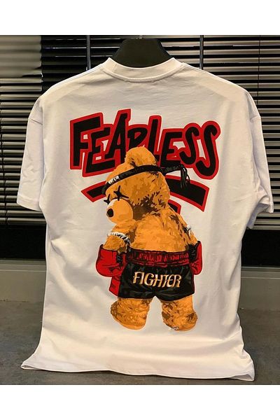 Machetta Tricou oversize unisex din bumbac cu imprimeu Feraless Teddy