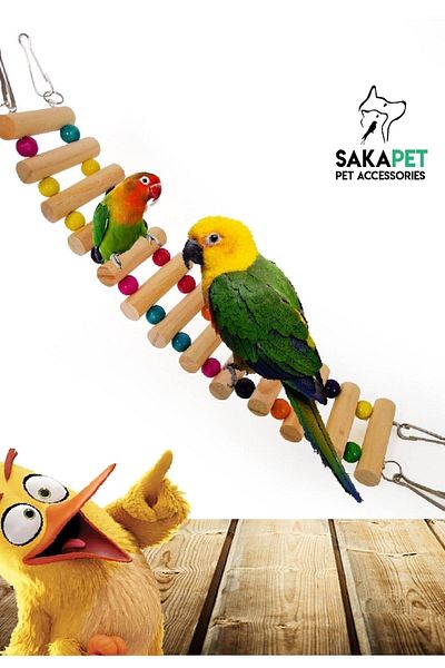 SAKAPET 45cm Thick Special Parrot Cage - with Bridge Ladder