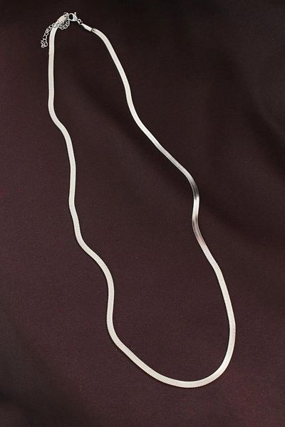 The Collection Unisex Stainless Steel Flat Italian Chain Necklace 55cm