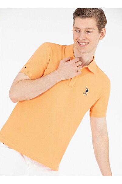 U.S. Polo Assn. تيشيرت بولو برتقالي للرجال Tp04ıy023