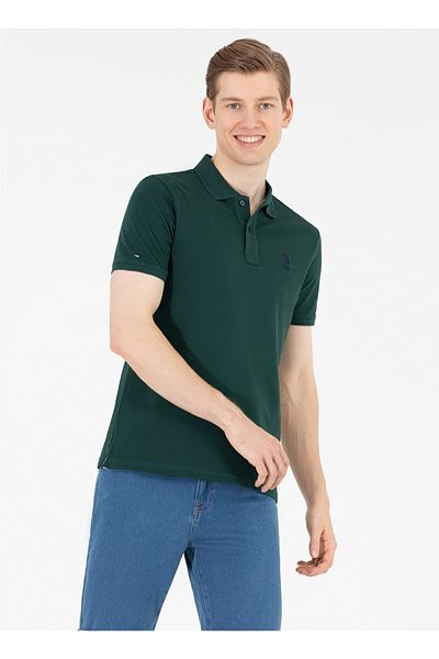U.S. Polo Assn. Σκούρο πράσινο ανδρικό μπλουζάκι πόλο Tp08ıy023