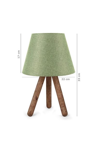 Art&Gift Green North Home - Set of 2 Fabric Head Lampshades with Wooden Legs