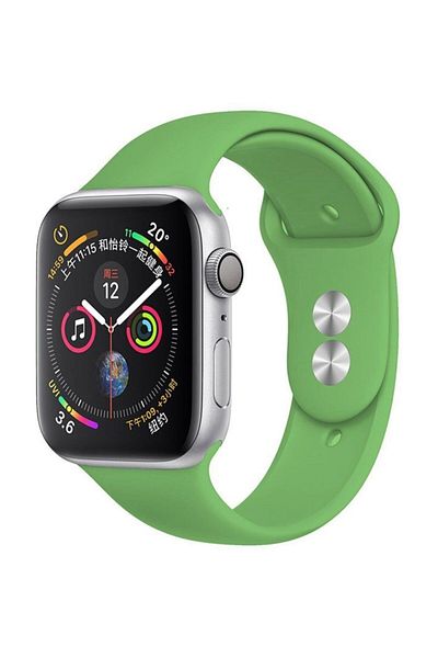 Robotekno حزام سيليكون متوافق مع ساعة Apple Series 7 - 6 - Se - 5 - 4 - 3 - 2 - 1 42 ملم 44 ملم أخضر فاتح