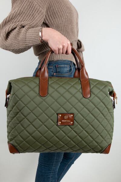 Miami Polo Women's Khaki Large Size Luggage Style Hand and Shoulder Bag