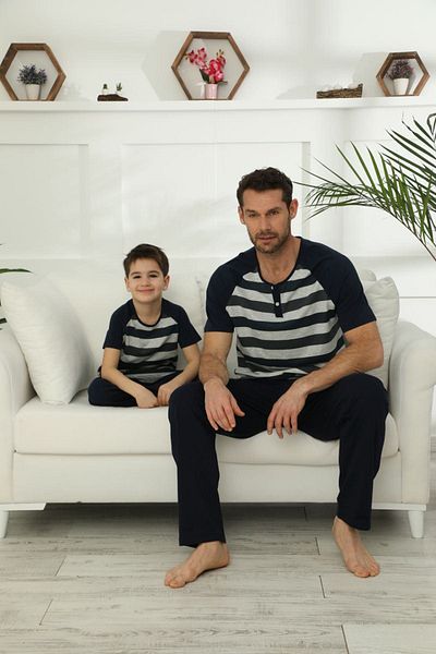Siyah İnci Men's Cotton Lycra Pajama Set