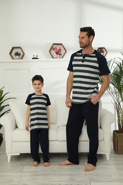 Siyah İnci Men's Cotton Lycra Pajama Set