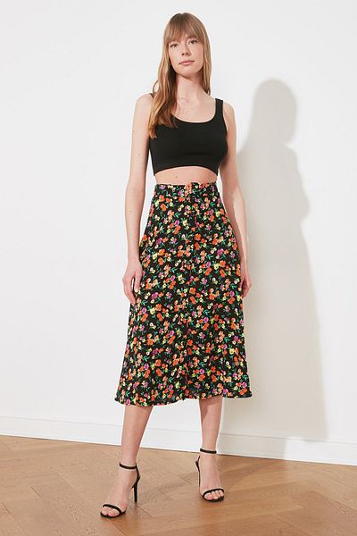 Trendyol Collection Grüner Rock mit Krawattendetail TWOSS20ET0256