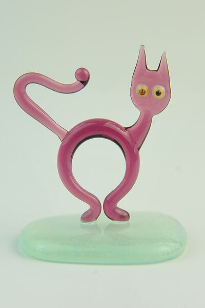 CAMZADE Dekoratif El Yapımı Cam Kedi Biblo