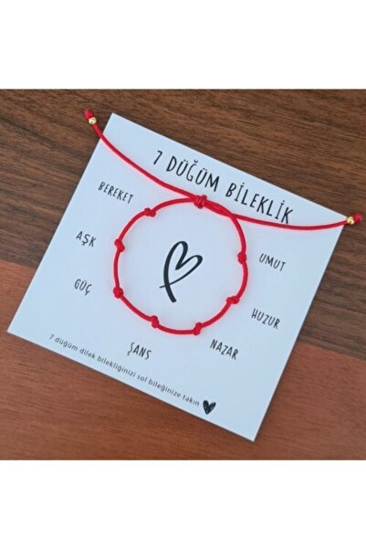 ONEPRETTYWISH Kırmızı 7 Düğüm Bileklik