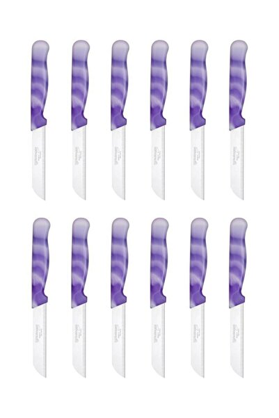 Solingen Mermer Desen Meyve Bıçağı 12'li Mor