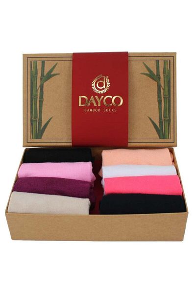 DAYCO Ciorapi papuci din bambus pentru femei premium, fără sudură, set de 8 asortiți Kraft cutie - 558