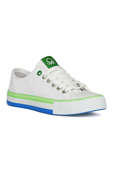 Benetton Pantofi sport de damă, alb, verde, United Colors Of