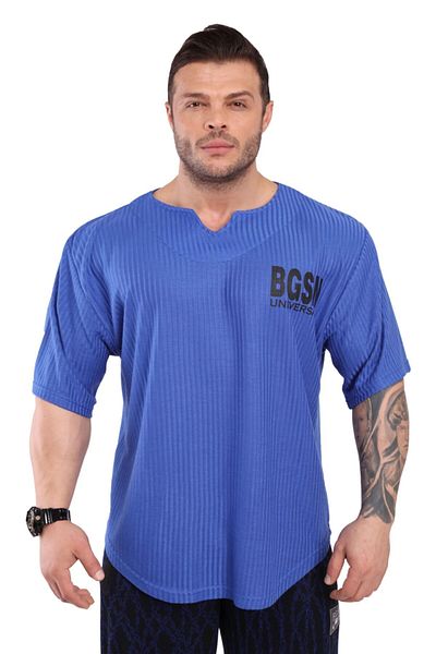 Big Sam Comfortable Fit Bodybuilding Training T-shirt Blue 3280