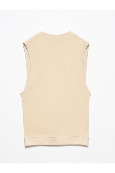 Dilvin Women's Beige V-Neck Sweater