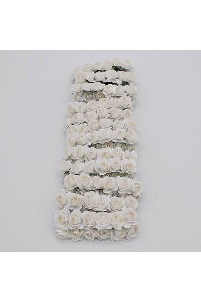 Aker Hediyelik 144 Pieces of White Paper Roses - Artificial Flowers Over 120 Grains