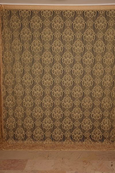 AKÇA TEKSTİL Spider Model Gold Color Rope Curtain Ready-made Buttons Sewn Rope Curtain 300*280 Cm
