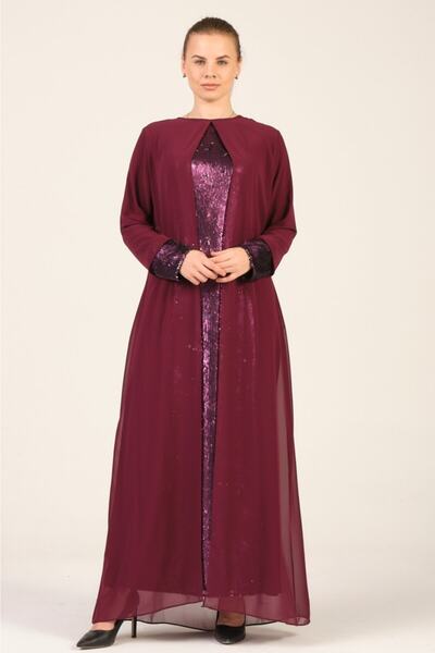 Aydoğan Women's Plum Plus Size Evening Dress