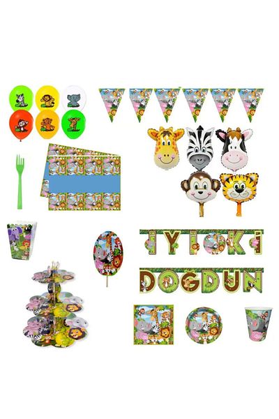 Hayaller Dükkanı Safari Themed 8-Person Birthday Ornaments - Full Party Supplies