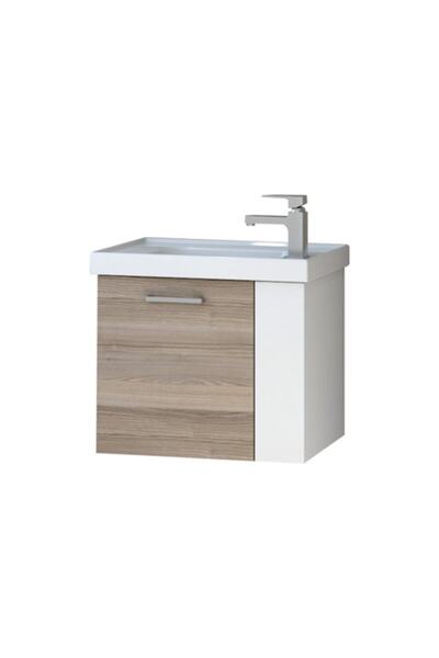DENKO Step 50 cm Mdf Banyo Dolabı, Alt Modül Ve Seramik Lavabo