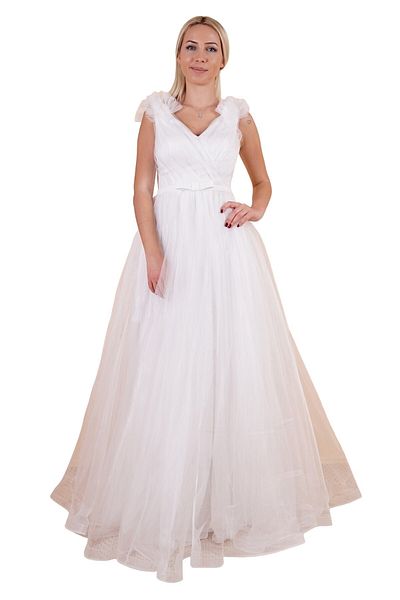 SpringStore Rochie de seară din tul cu decolteu în V ecru pentru damă