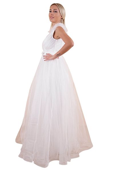 SpringStore Rochie de seară din tul cu decolteu în V ecru pentru damă