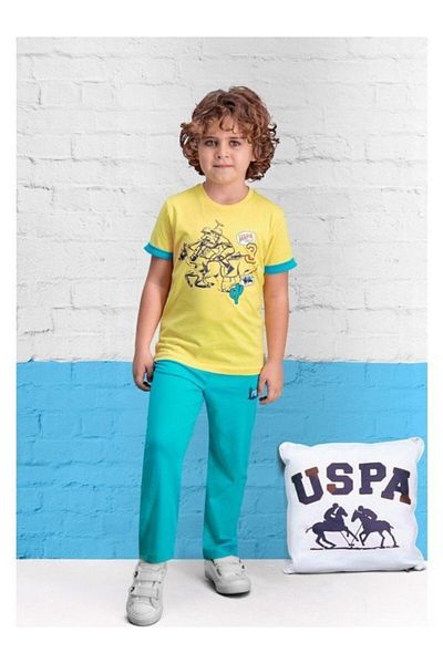 U.S. Polo Assn. Σετ κίτρινη πιτζάμα με πράσινη άδεια για αγόρι