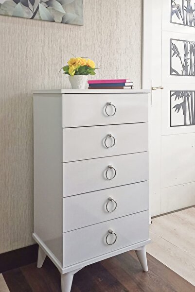 Viola Consept Şifonyer 5 Çekmece Gümüş