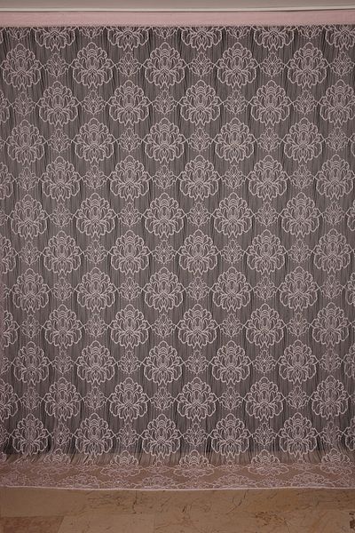 AKÇA TEKSTİL Spider Model Powder Color Rope Curtain Ready Buttons Sewn Rope Curtain 300*280 Cm