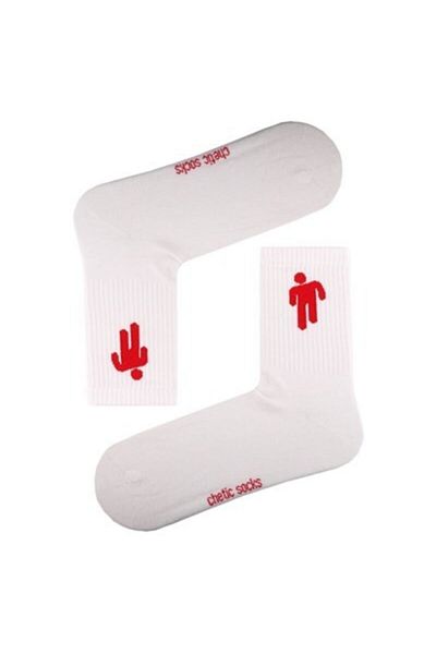 chetic White Socket Red Logo Bıllıe Eılısh Tennis Socks