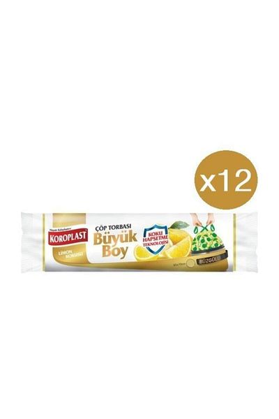 Koroplast Lemon Drawstring Large Garbage Bag 10 x 12 Pack