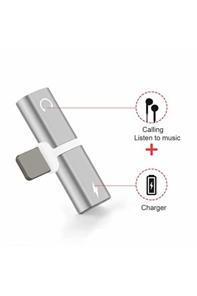 Genel Markalar Iphone 7 Uyumlu Silver Şarj Ve Kulaklık Soketi Çoğaltıcı Adaptör Aparat