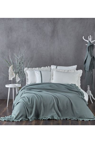 Ecocotton طقم بيكيه فردي من قماش الجاكار العضوي - أليسا جرين