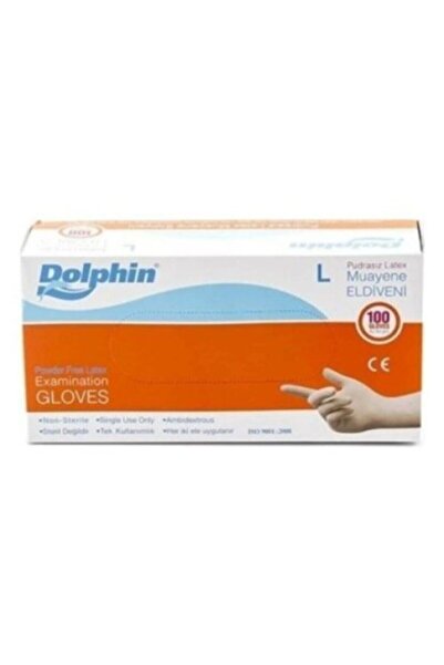 Dolphin قفازات لاتكس خالية من البودرة (لتر) 100 قطعة