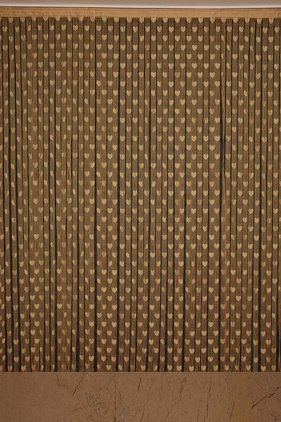 AKÇA TEKSTİL Heart Model Gold Color Rope Curtain Ready-made Buttons Sewn Rope Curtain 300*280 Cm