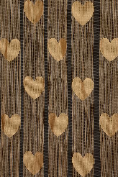 AKÇA TEKSTİL Heart Model Gold Color Rope Curtain Ready-made Buttons Sewn Rope Curtain 300*280 Cm