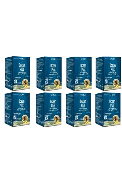 Ocean أوشن بلس 1200 ملجم زيت السمك بنكهة الليمون 30 كبسولة*8 قطع