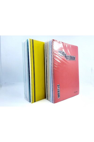 UFEN School Notebook Pp Cover Spiral Notebook A4 (12 Lines + 12 Checks) 24 Pieces 60 Sheets