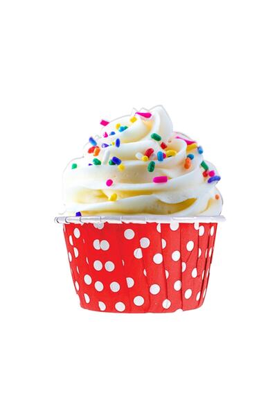 Partimarka حاوية كب كيك حمراء منقطة