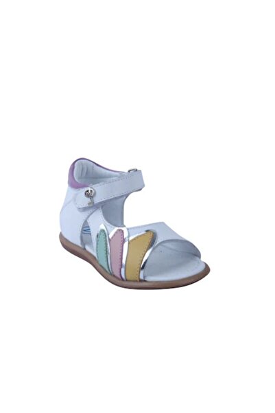 Perlina Kız Çocuk Beyaz Doğal Deri Ortopedik Destekli Sandalet 01214